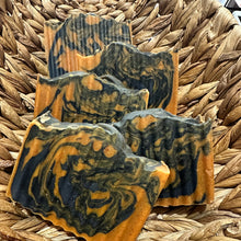 Load image into Gallery viewer, Best shower soap for even skin tones, hyperpigmentation, dark spots, with turmeric charcoal and honey